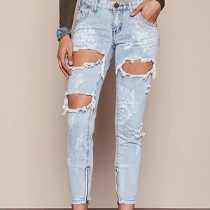 ONE Teaspoon Trashed Free Birds Jeans in Blue Wash